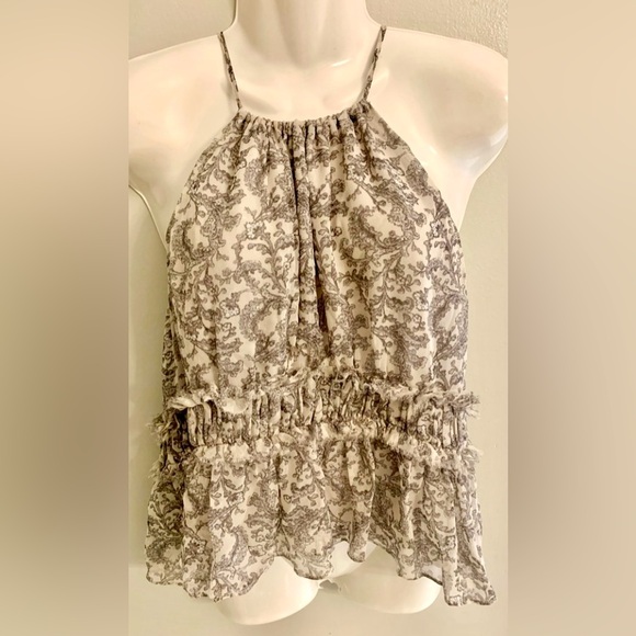 Joie Tops - Luxury Silk Anthropologie Joie Gray Halter Top Lined Women’s S Small 4 6 8